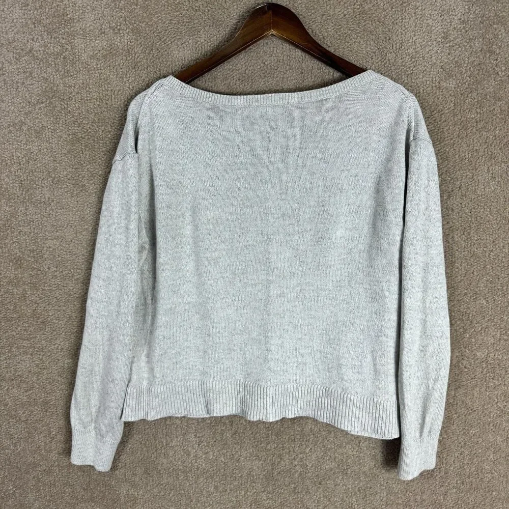 Everlane Sweater Womens Size Medium M Light Gray V Neck Pullover Boxy Fit Cotton